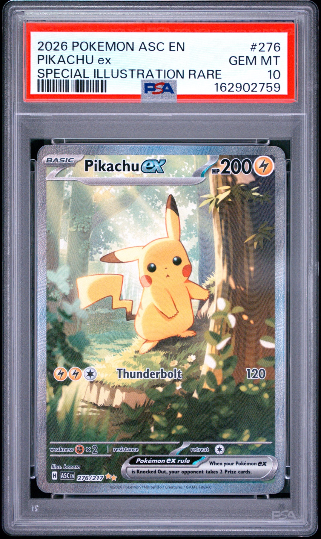 PSA 10 Pikachu ex Special Illustration Rare graded Pokemon card, certificate 162902759